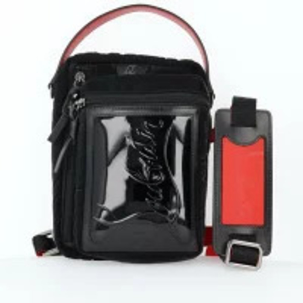 Christian Louboutin Body Bum Crossbody Belt Bag Leather Enamel Black Red h